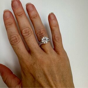 3.01 CT Round Diamond and Eternity Engagement Ring and Band 14K Yellow Gold